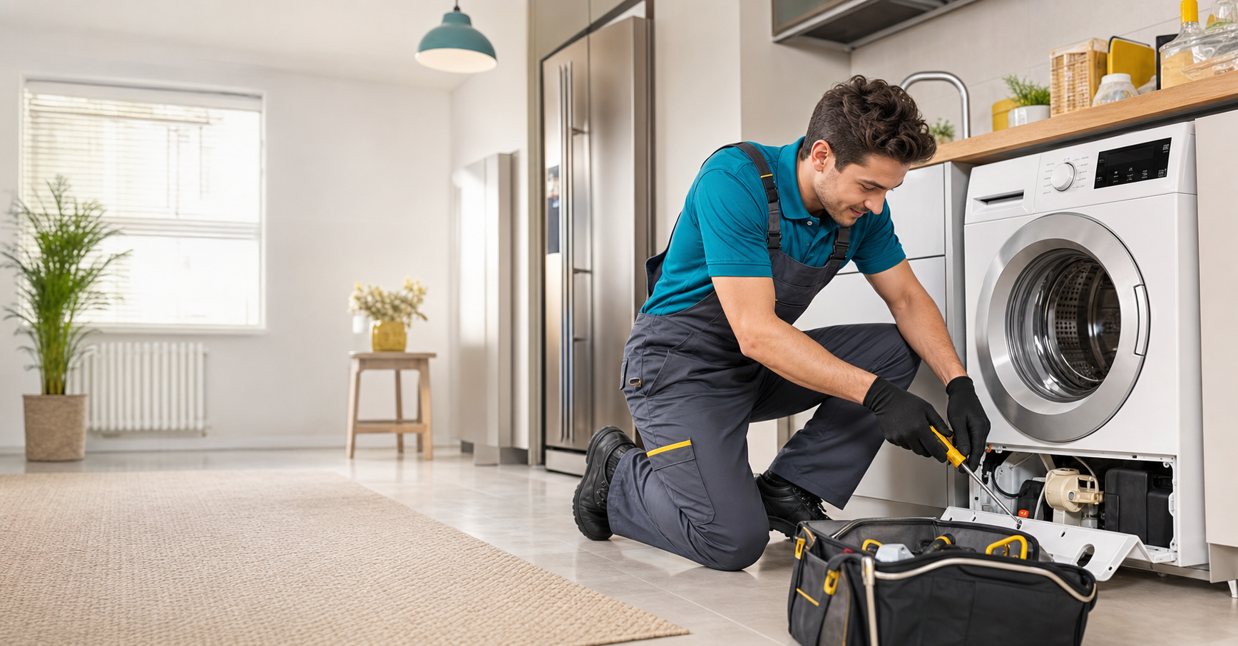 Beyaz eşya tamiri yapan profesyonel teknisyen